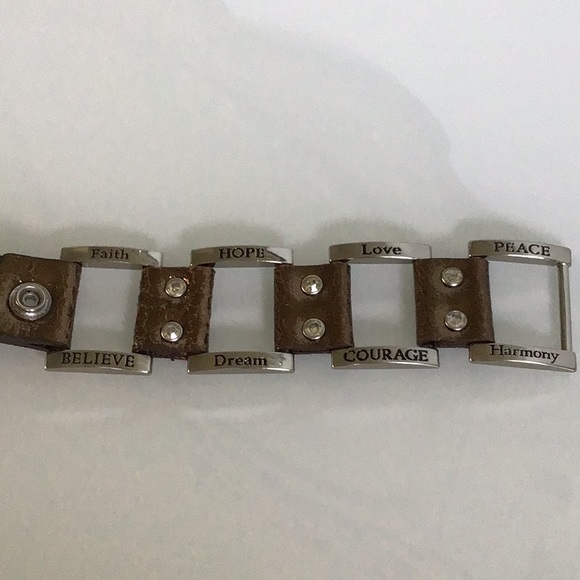 Bronze Real Leather Snap Faith Bracelet - Picture 6 of 8